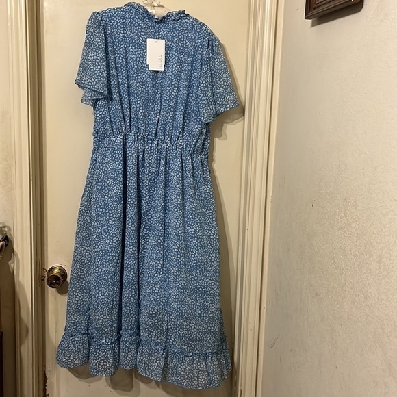 NWT V Neck Long Sleeve Wrap Maxi Dress A Line Empire Waist Casual Chiffon Dress - Picture 6 of 12